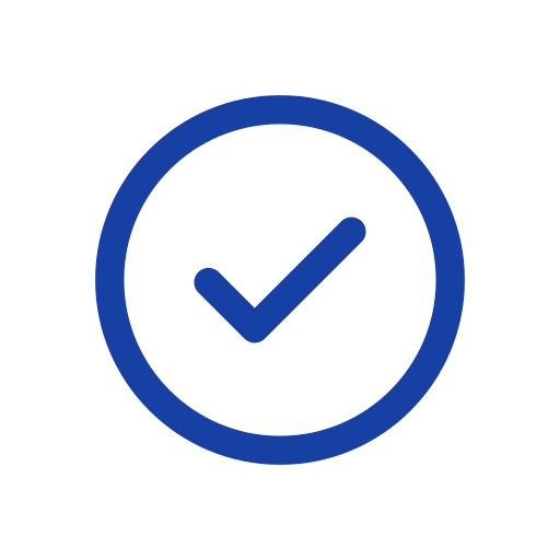 Blue checkmark inside a blue circle on a white background.