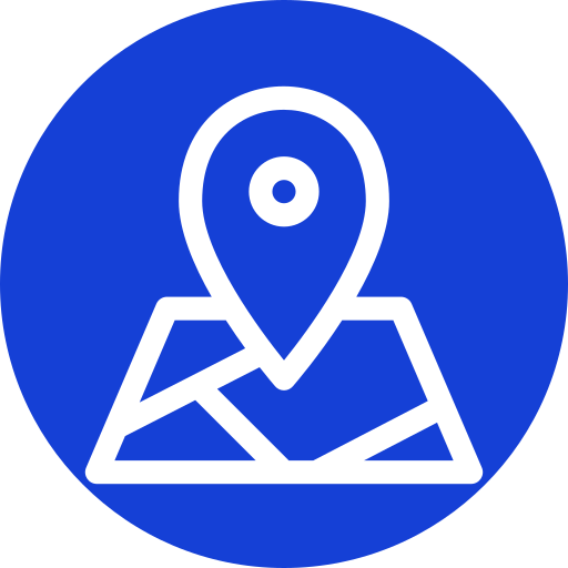 Icon of a map with a location pin indicating a specific point.