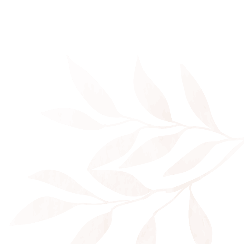 A stylized illustration of a branch with multiple beige and light brown leaves against a black background.