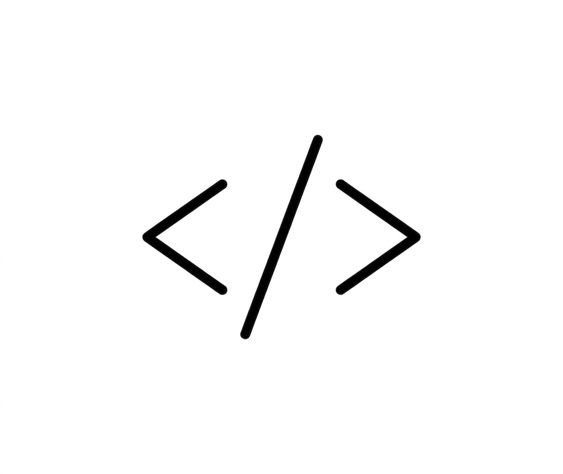 A black code symbol with angle brackets and a forward slash on a white background.
