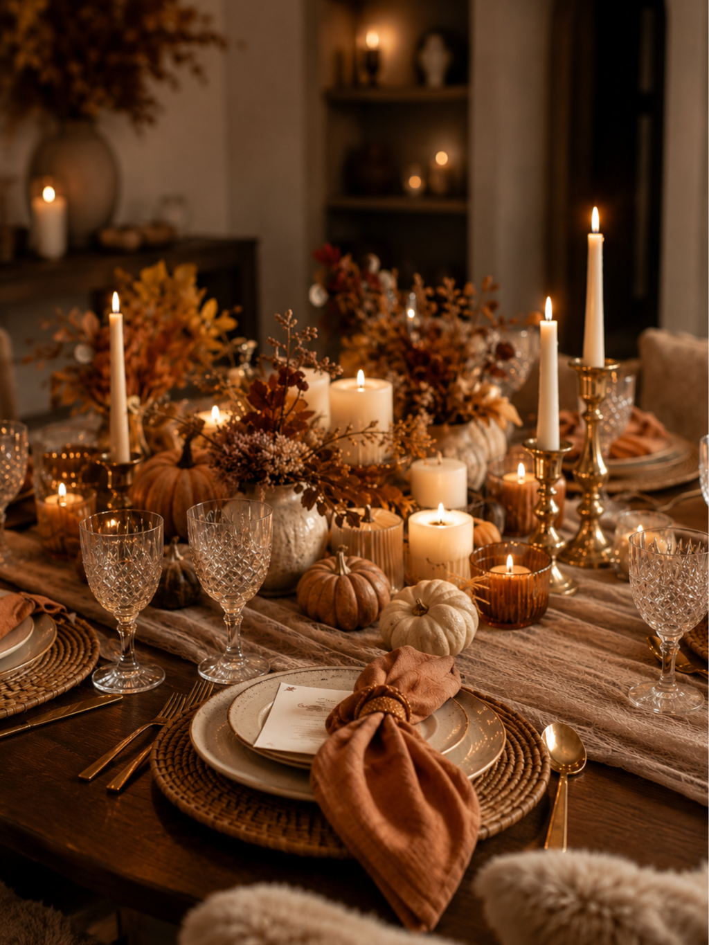 Candlelight &amp; Cozy Textures: The Key to an Inviting Fall Table