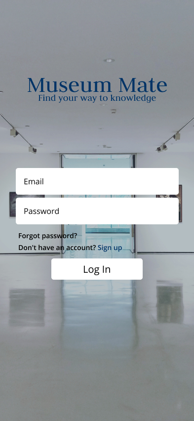 Sign in page screen with text boxes for email and password.