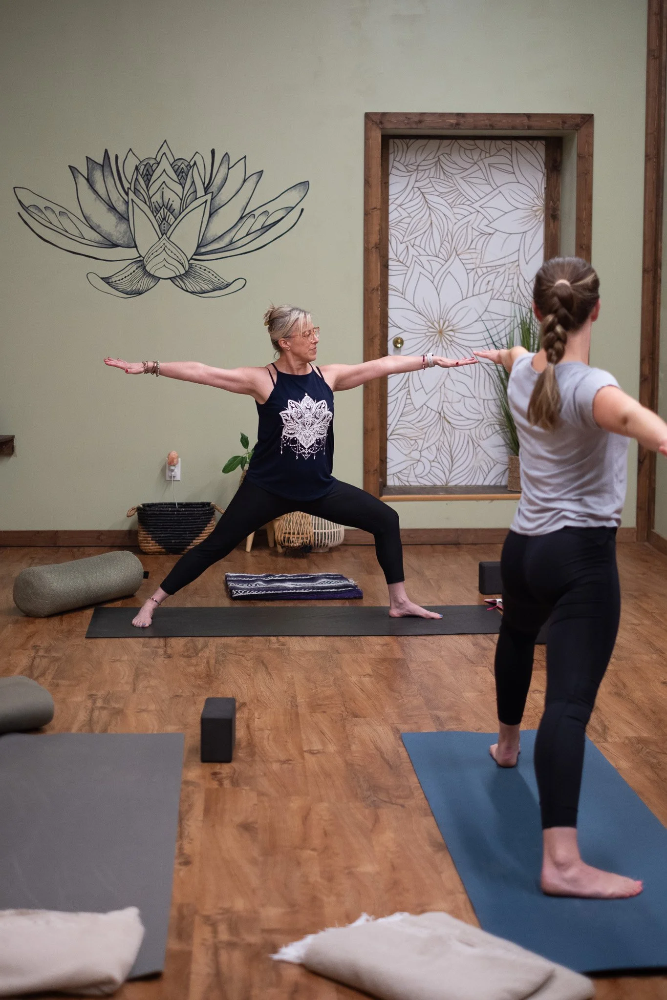 Angie leading a yoga class
