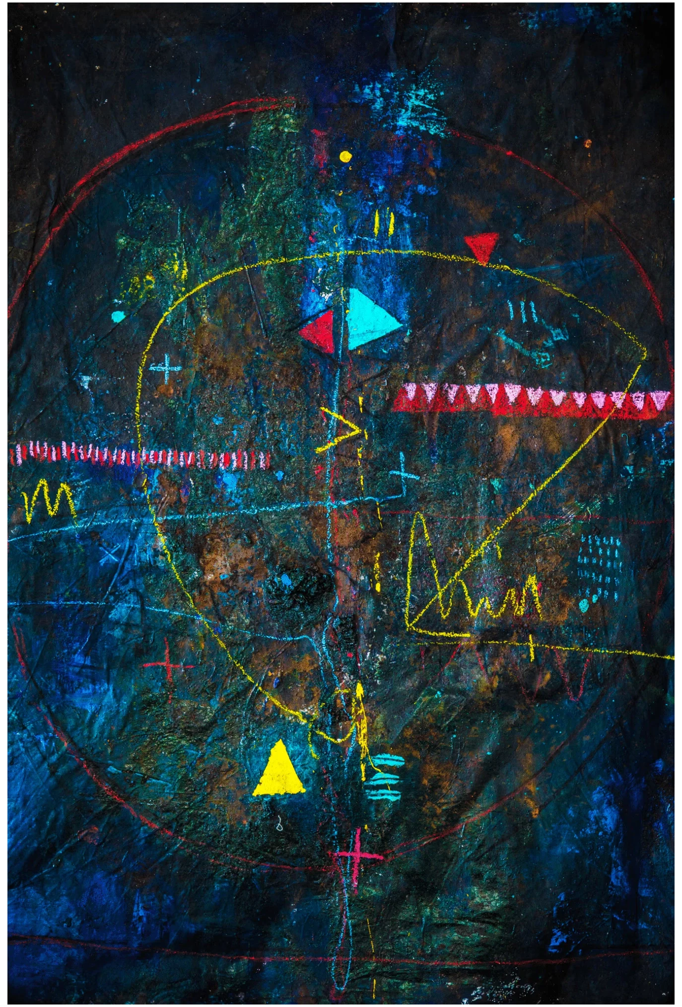 Thokozani Mthiyane
Masquerade Song Lines C, 2022
From The Masquerade Song Lines Series
oil and mixed media on canvas
55" x 59" in