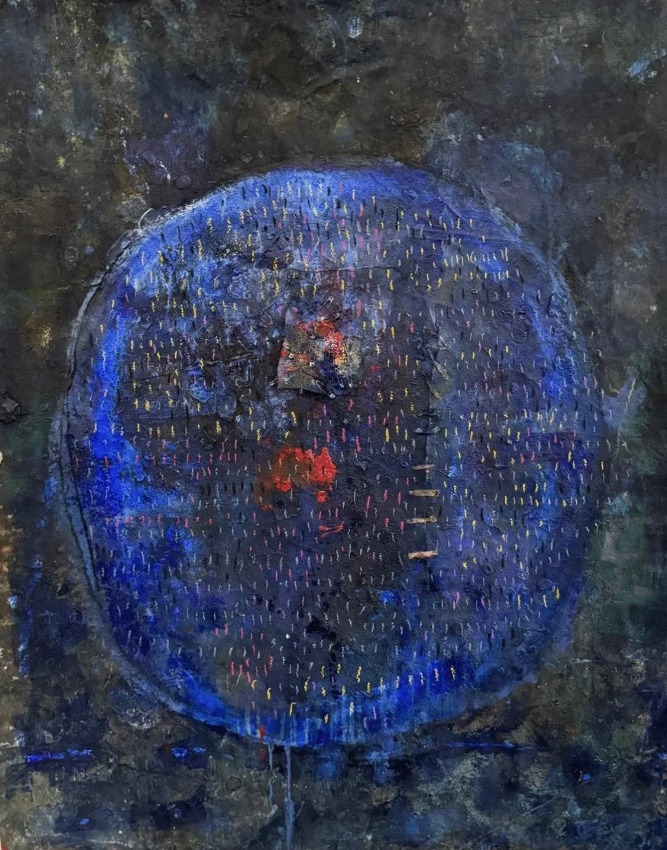 Thokozani Mthiyane
In Communion With The Spirit III,  2021
From The Mask Of The Ancestors series
oil and mixed media on canvas
62" x 55" in
