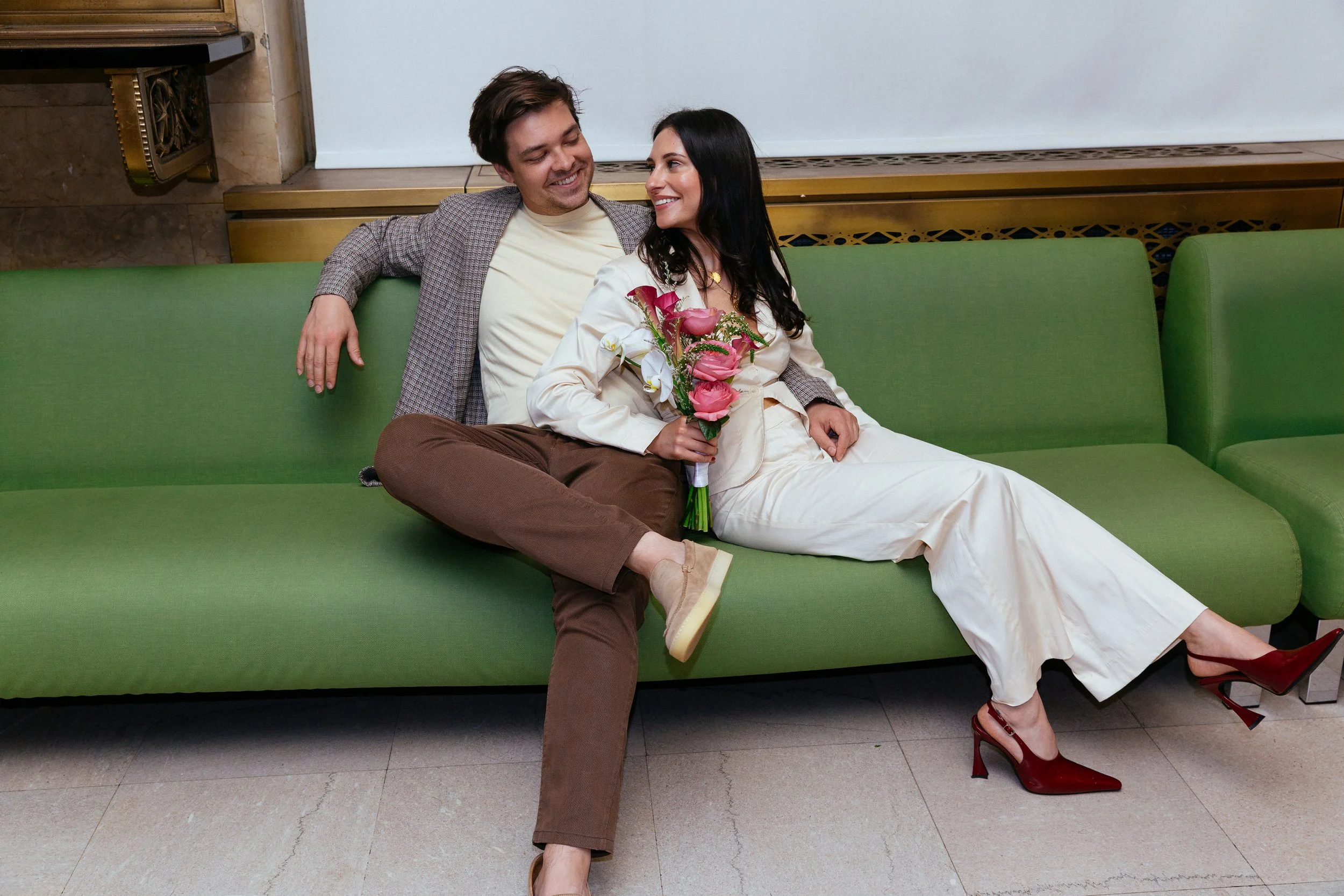 Candid film photograph of courthouse wedding in Manhattan