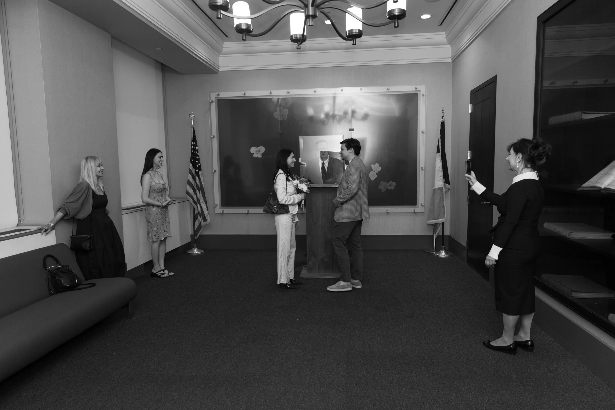 Candid film photograph of courthouse wedding in Manhattan