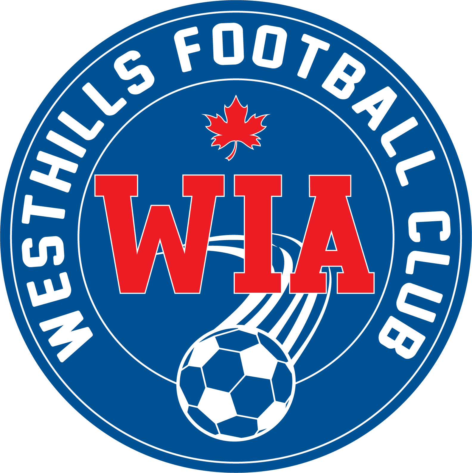 Logo of the National Women's Soccer League featuring a soccer ball at the bottom, a red maple leaf, and the letters W (for Women) in red over a soccer ball, with the text 'THE HULLES FOOTBALL' around the top.