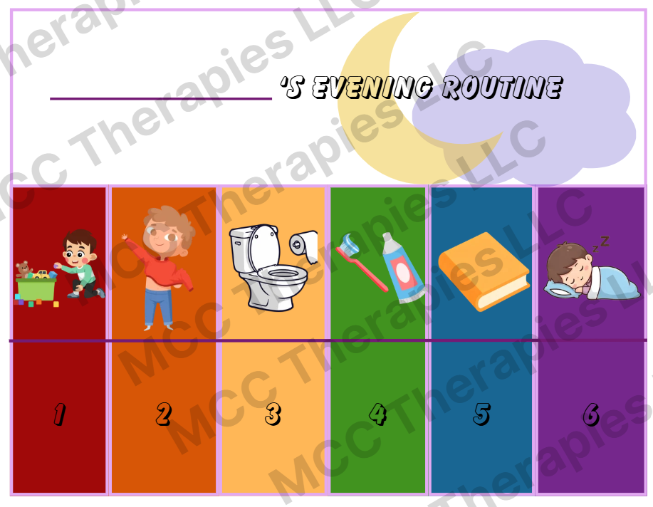Evening Routine Visual Chart — Printable & Editable PDF