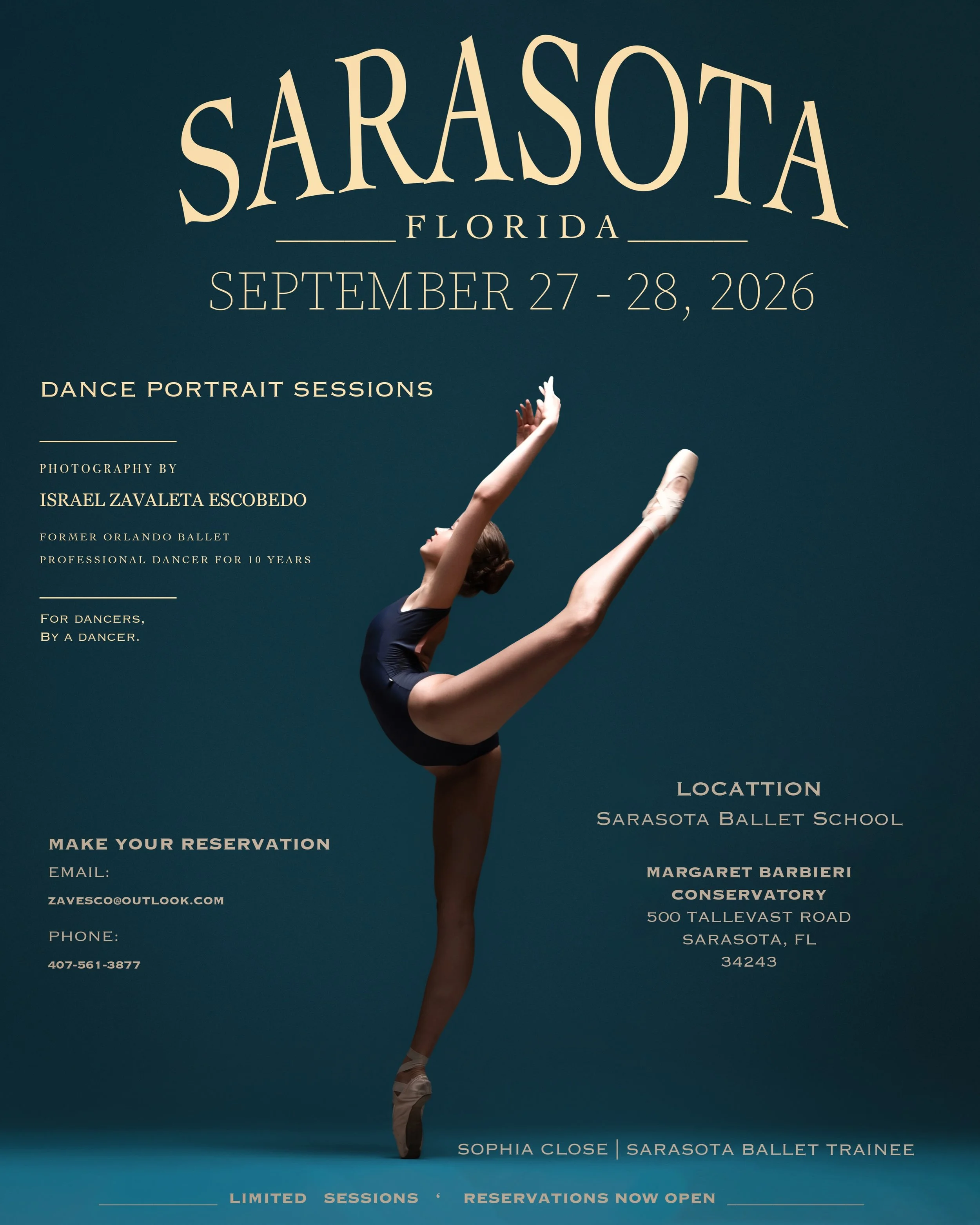FIRST TIME IN SARASOTA! 🩰📸

I&rsquo;m so excited to bring my Dance Portrait Sessions to Sarasota for the first time this September!

After 10 years as a professional dancer, I love bringing that experience behind the camera&mdash;capturing the move