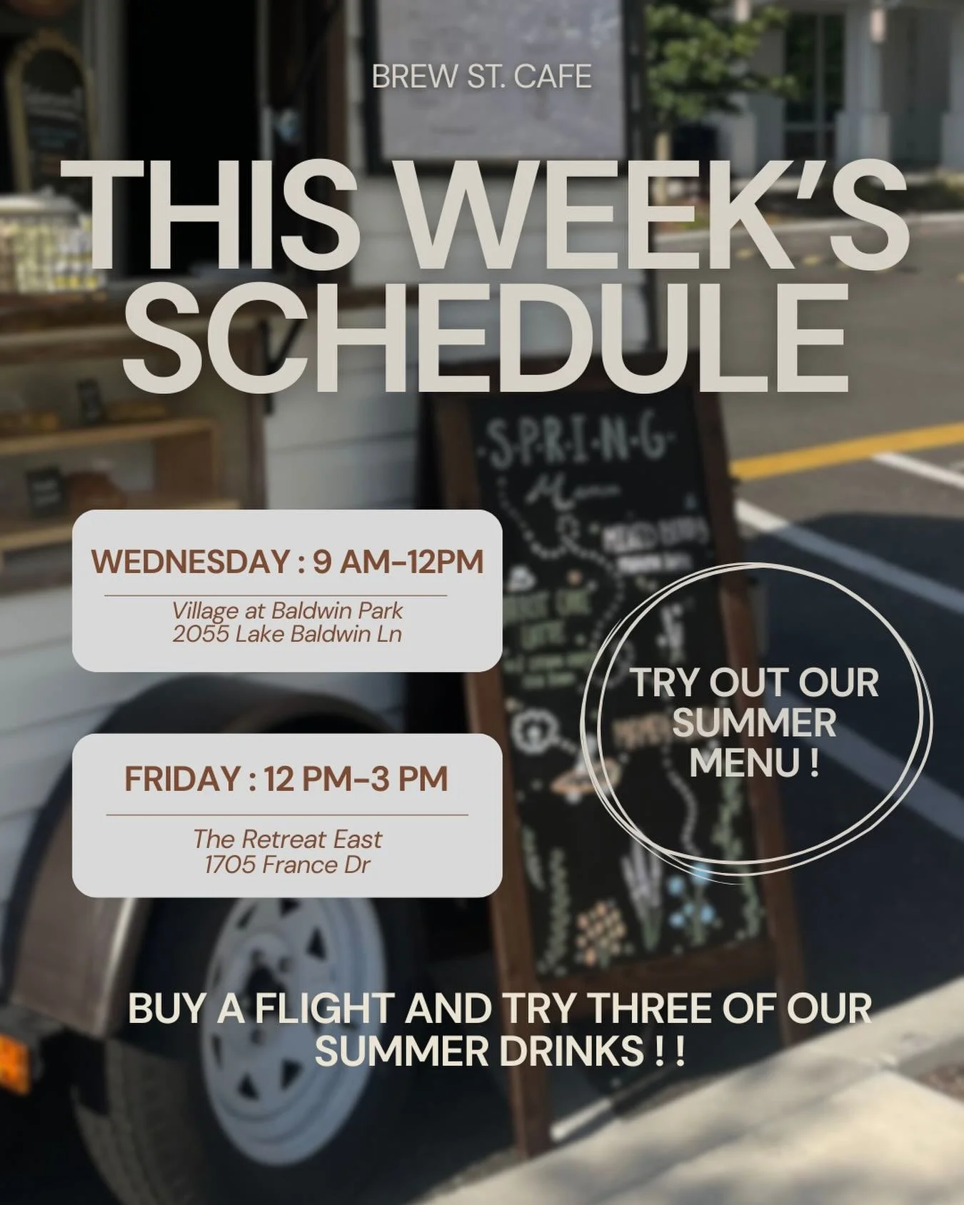 Stop by sometime this week and get yourself a drink (or maybe a few) from our summer menu ! ☀️

#coffee #coffeetruck #matcha #orlando #summer