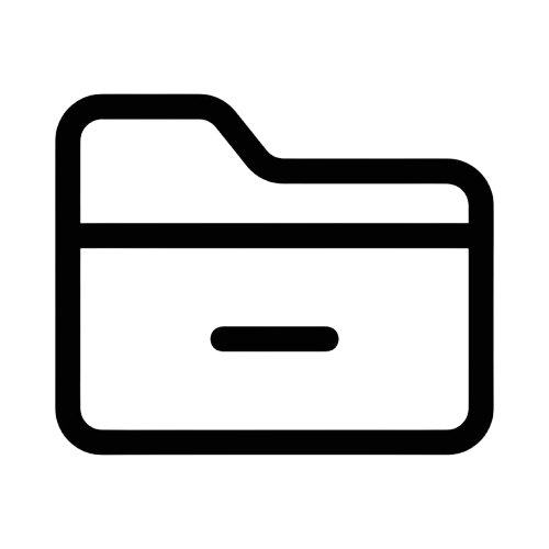 Outline icon of a manila file folder with a tab on top.