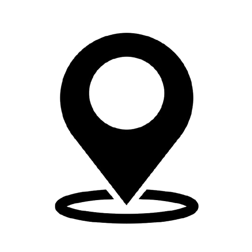 Line drawing of a location pin above a circular map marker.