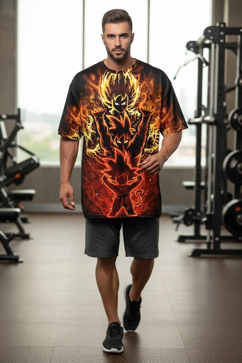 Flaming Anime Workout Tee