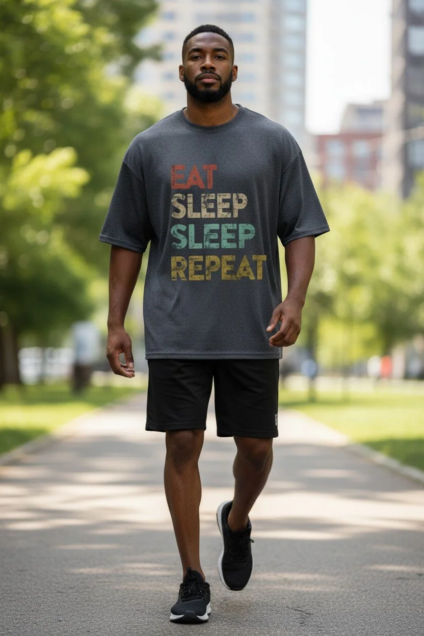 Unisex Casual Graphic Tee - 'EAT SLEEP SLEEP REPEAT'
