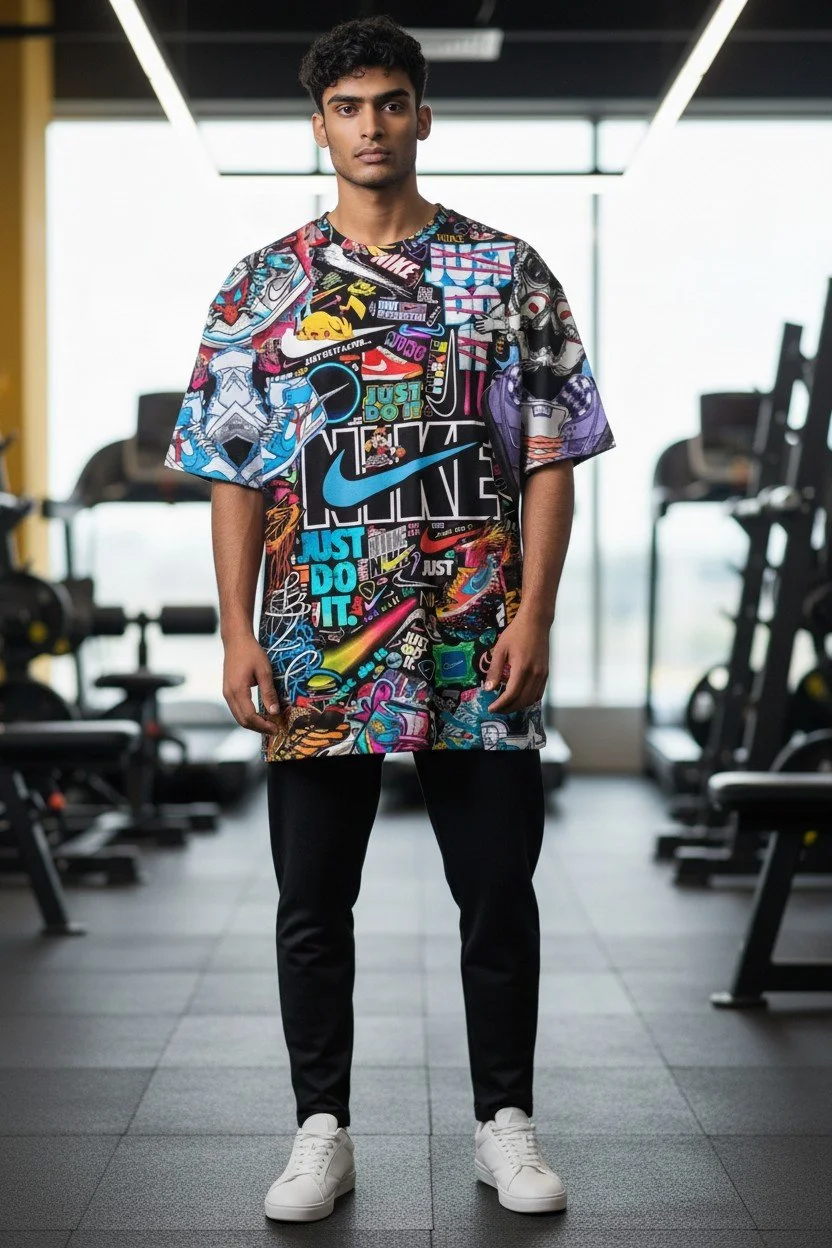 Urban Graffiti-Inspired Graphic OVERC SIZE T-SHIRRT