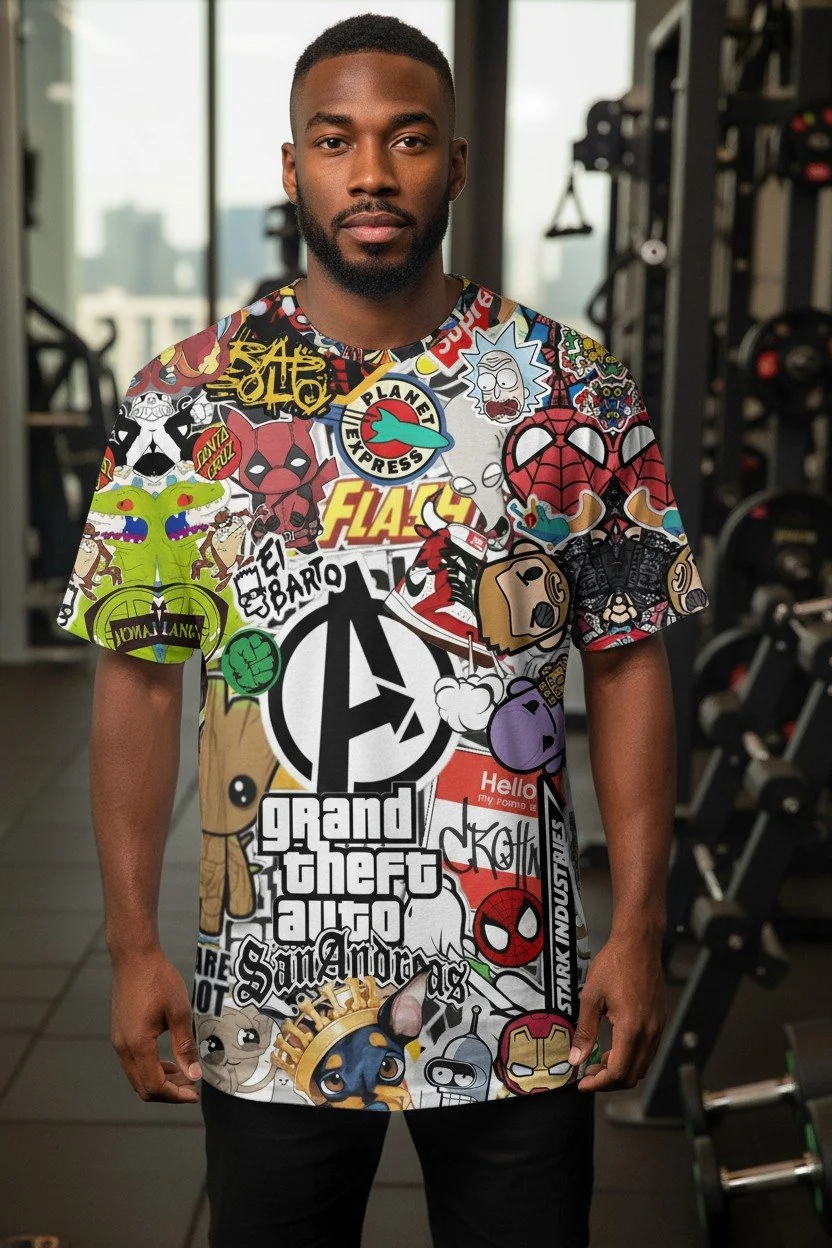 Vibrant Pop Culture Graphic T-Shirt