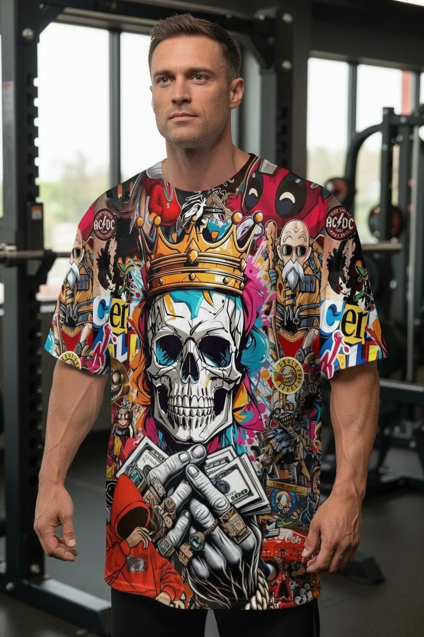 Street Art Skull Graphic T-Shirt