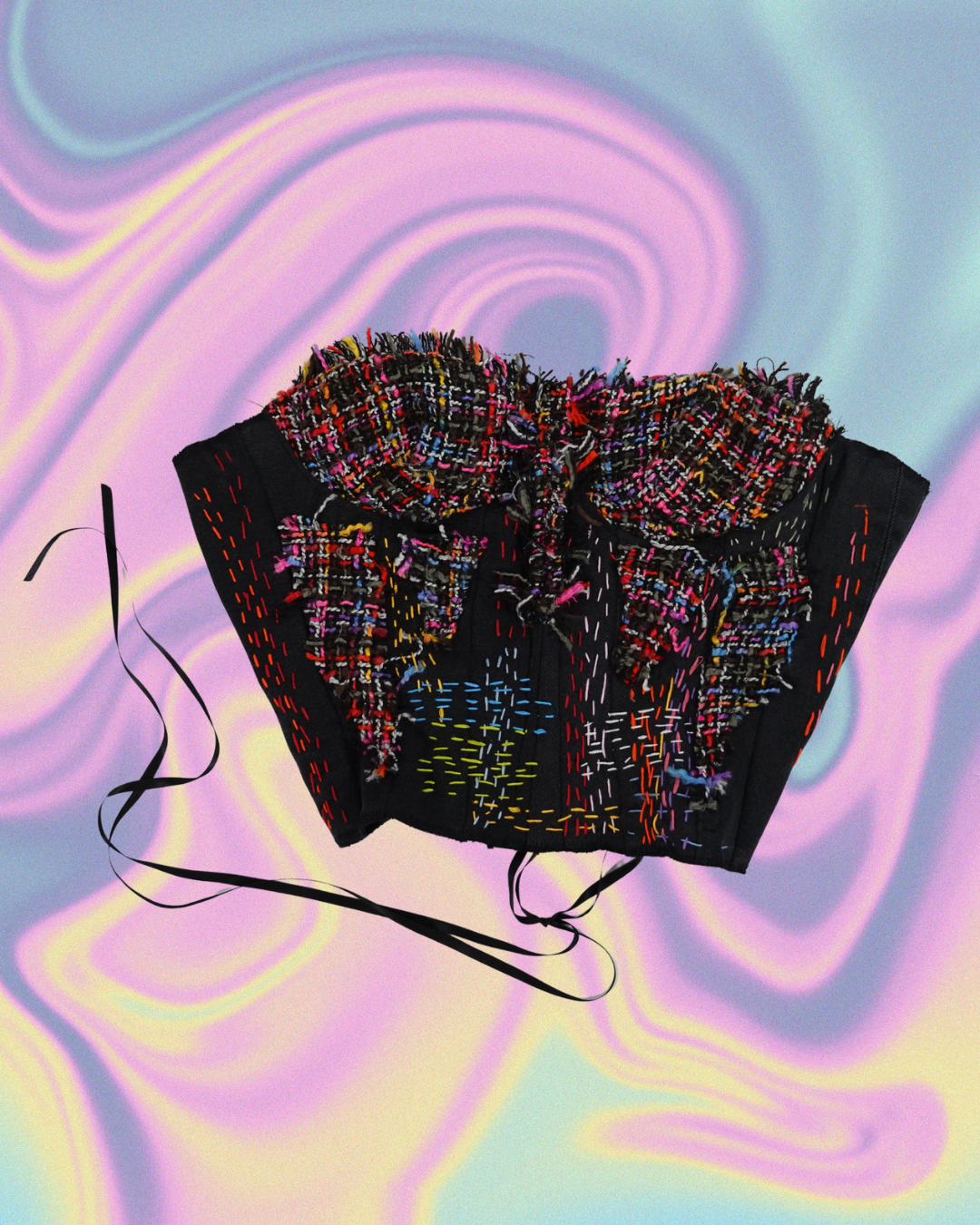 Multicolour Denim Corset