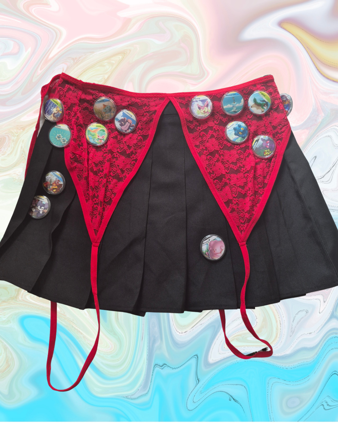 Pokemon Badge Red Garter Skirt