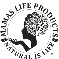 Logo of Mamas Life Products featuring a woman's profile with a tree growing from her head, surrounded by the text 'Mamas Life Products' and 'Natural is Life'.