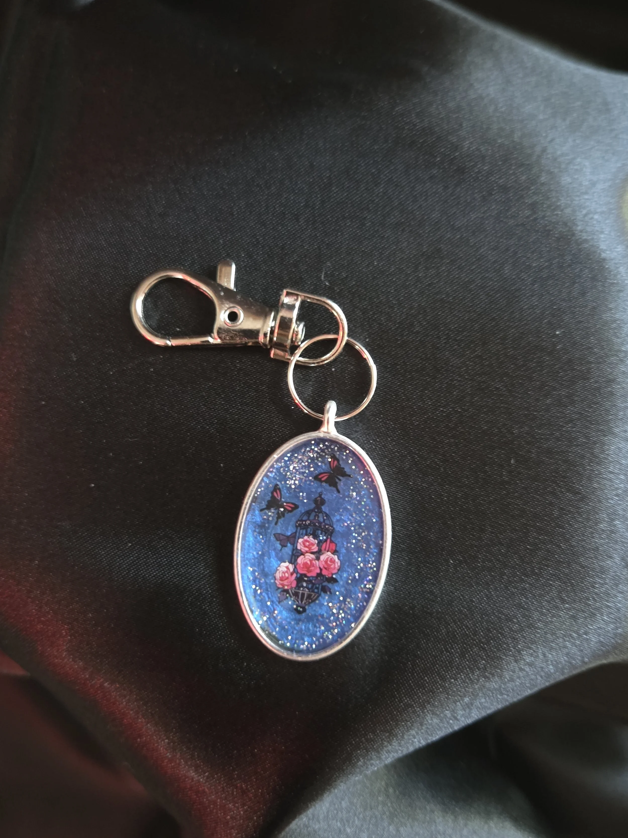 Resin Rose Purse Clip with silver metal clip