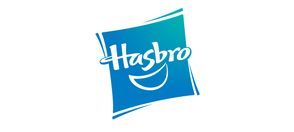 Hasbro logo with a blue square and white text, featuring a smiling face in the design.