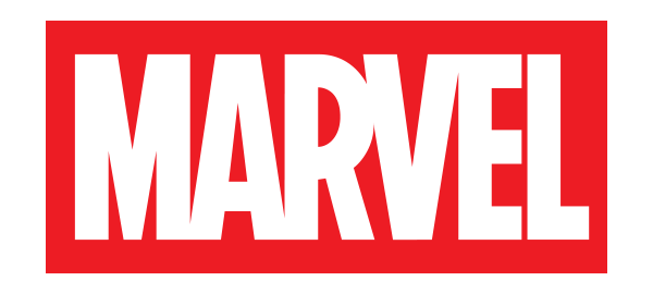Marvel logo with white text on a red background.