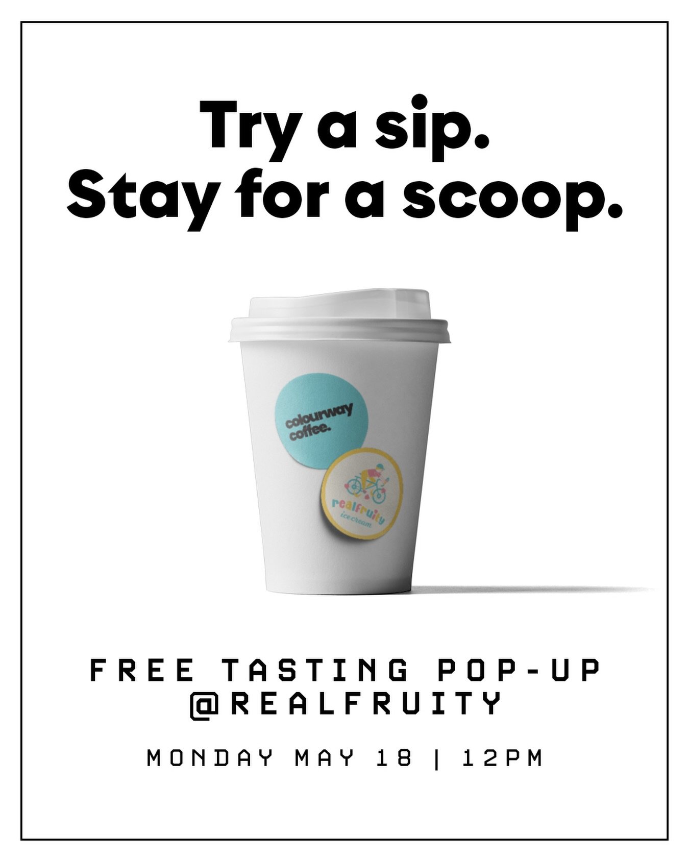 FREE Coffee samples! 

Join us at @realfruityicecream this holiday Monday to celebrate and sample our new collab coffee &ldquo;Fruit &amp; Hue&rdquo;. 

We will be testing some cold brew and a secret feature drink! 🤫🍌

Come for a sip, stay for a sc
