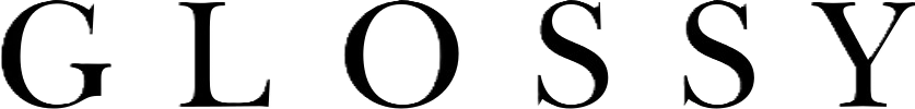 The word "GLOSSY" written in large, black serif font against a white background.