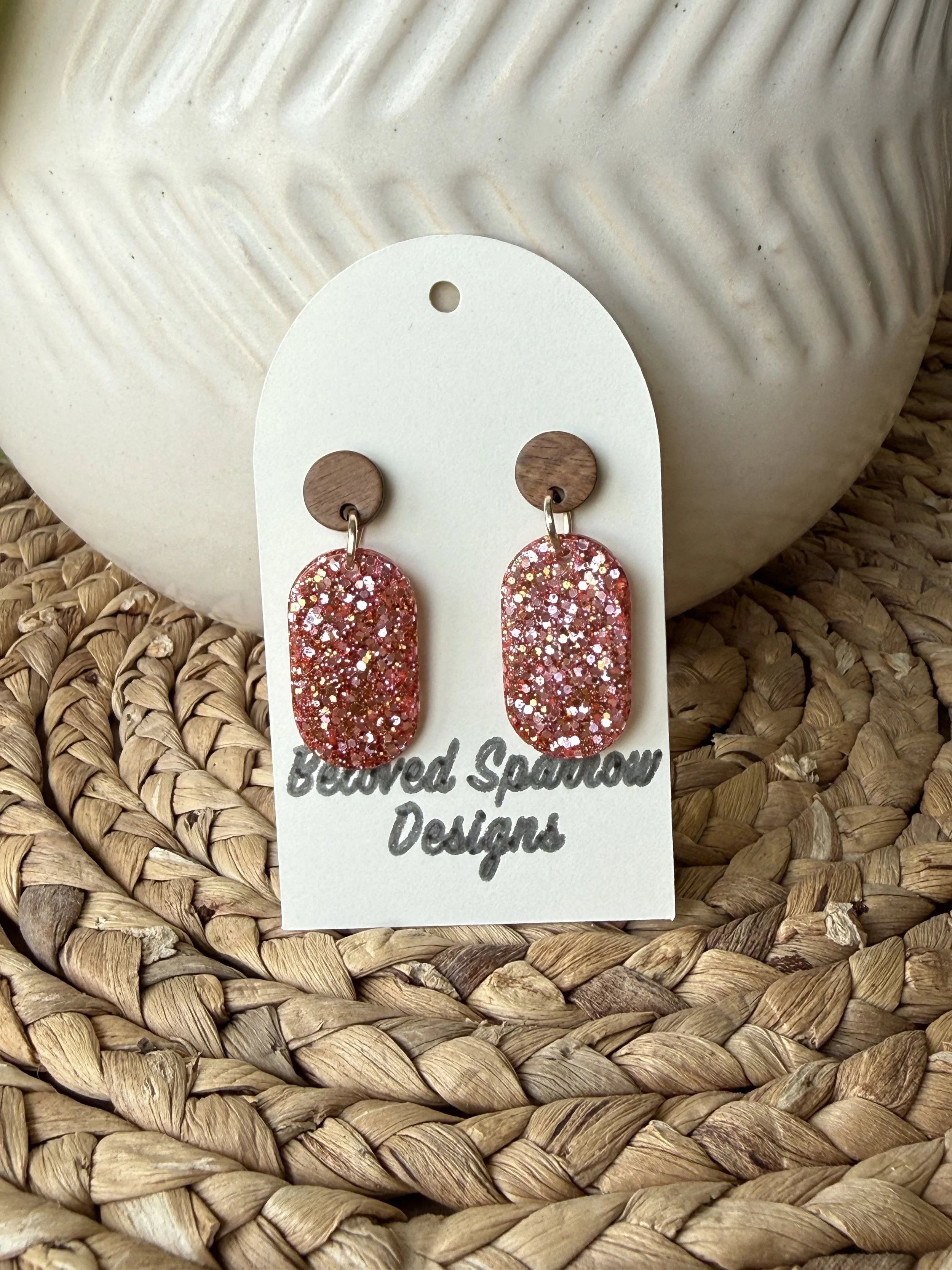 Blush & Bark Glitter Oval Dangle