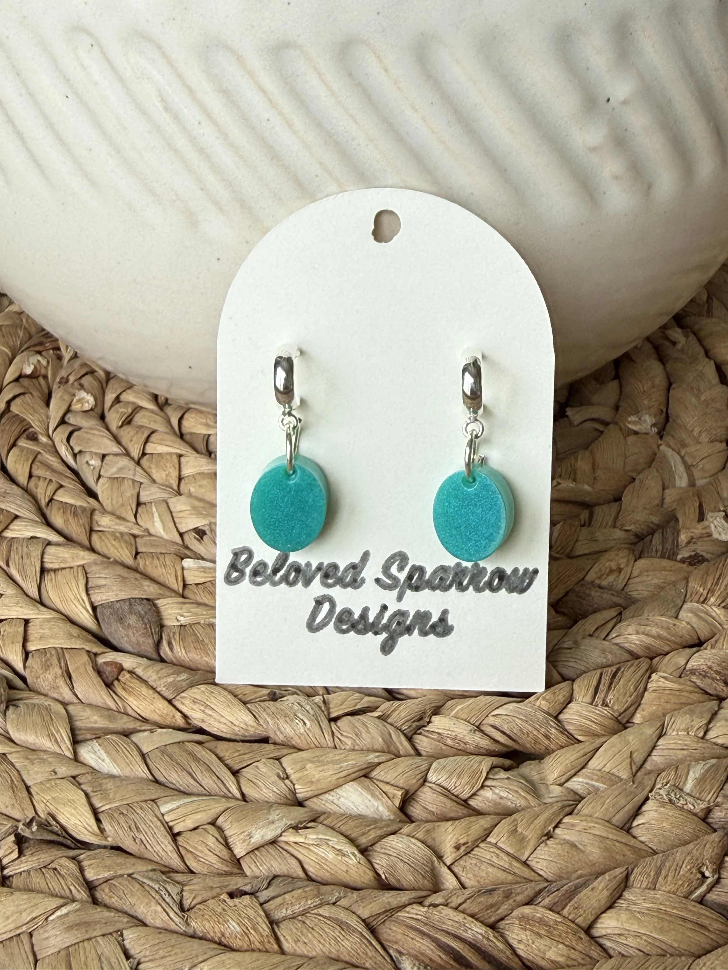 Teal Button Dangle