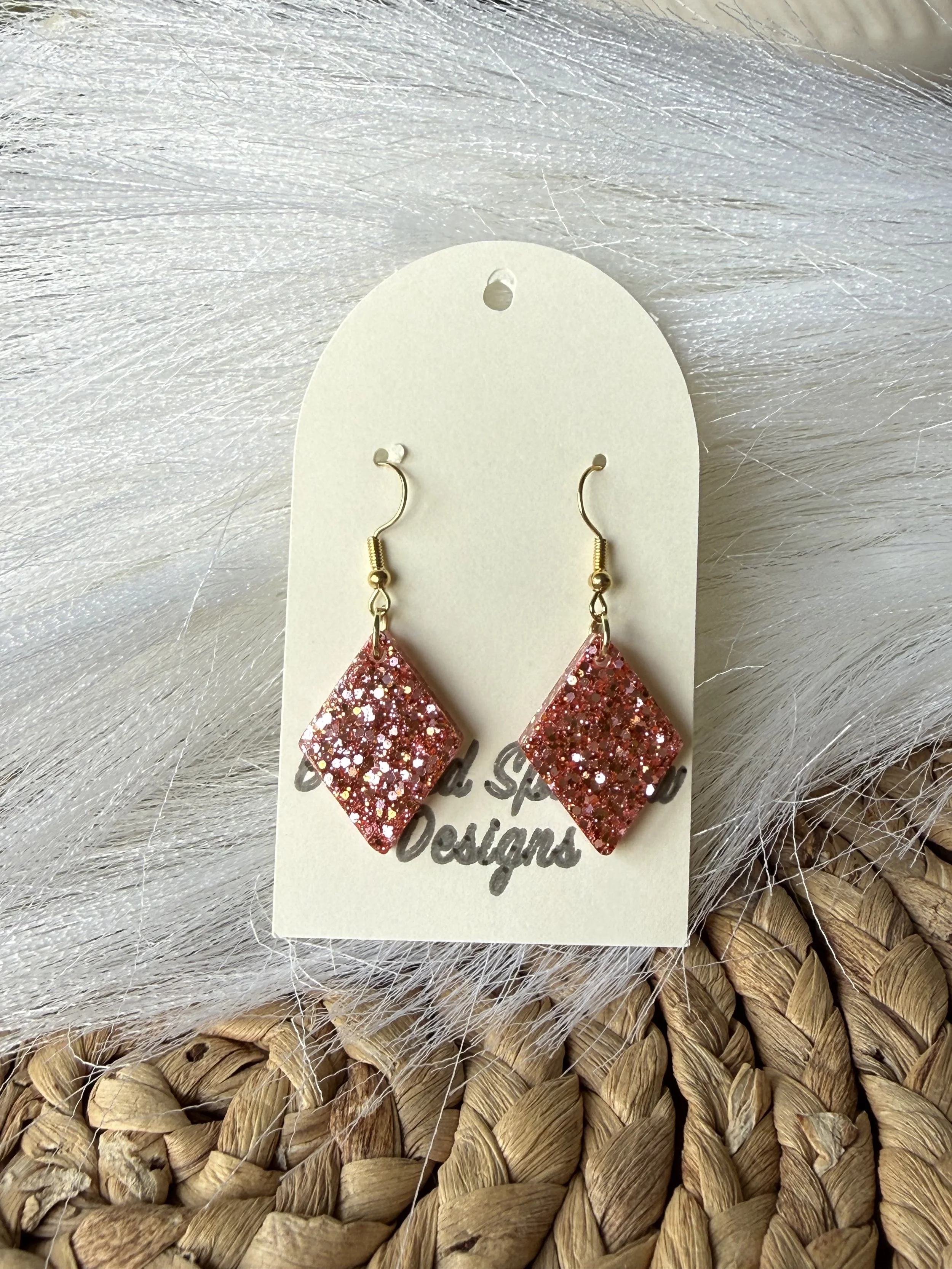 Blush Glitter Diamond Dangle