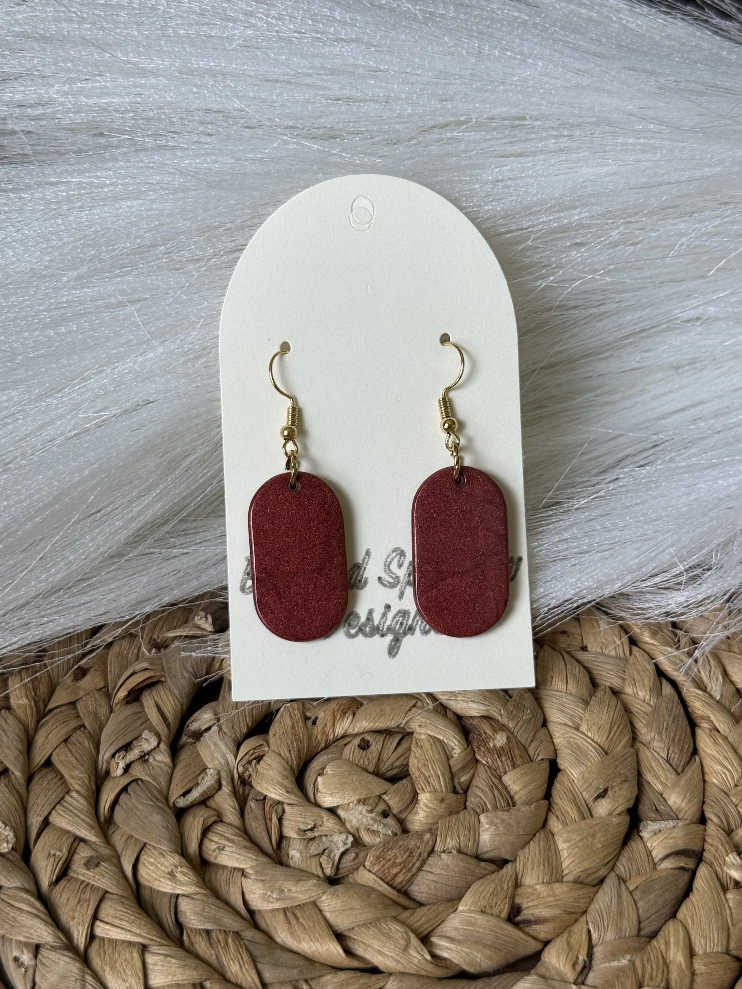 Maroon Oval Dangle