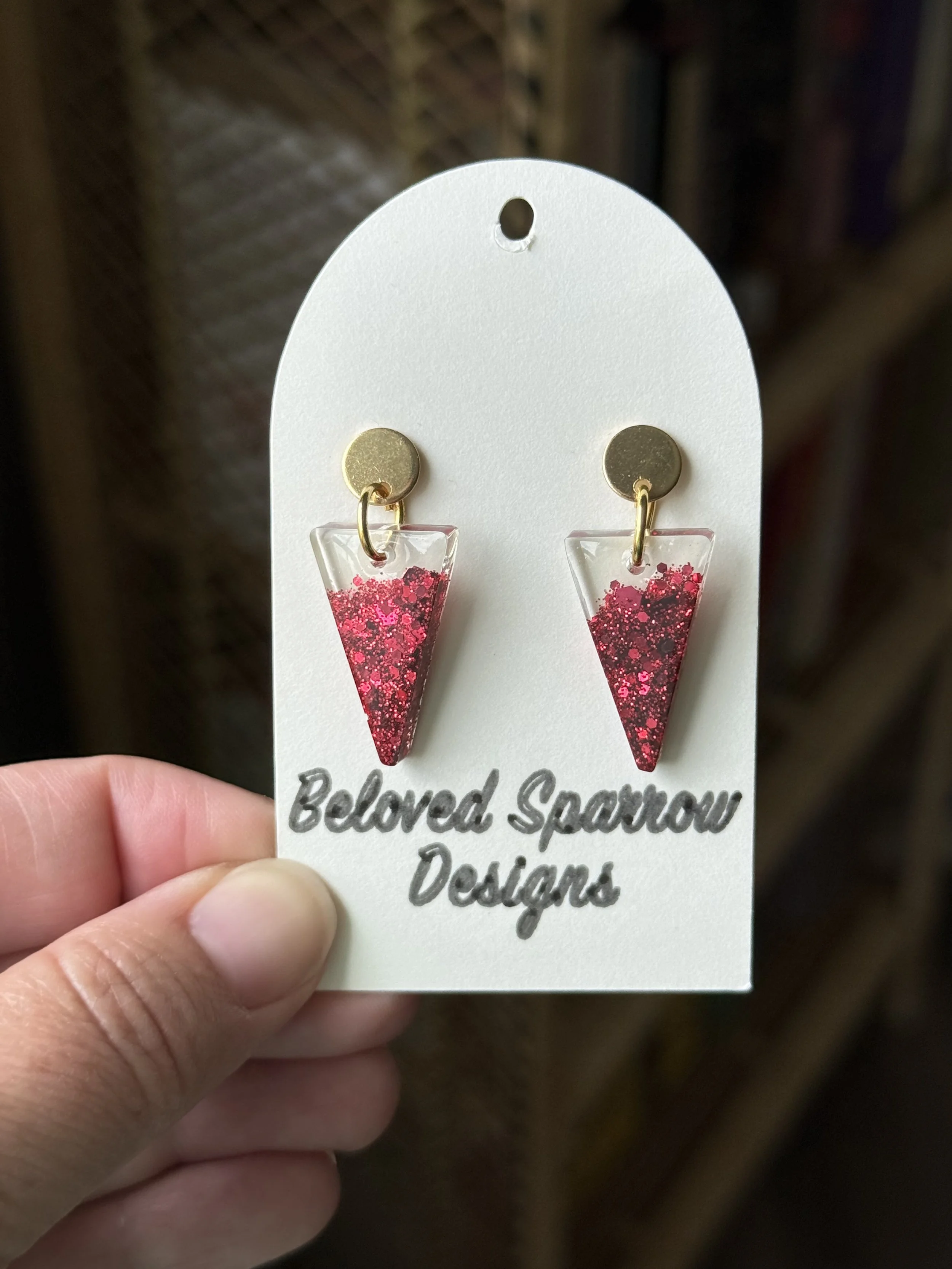 Gilded Ruby Triangle Dangle