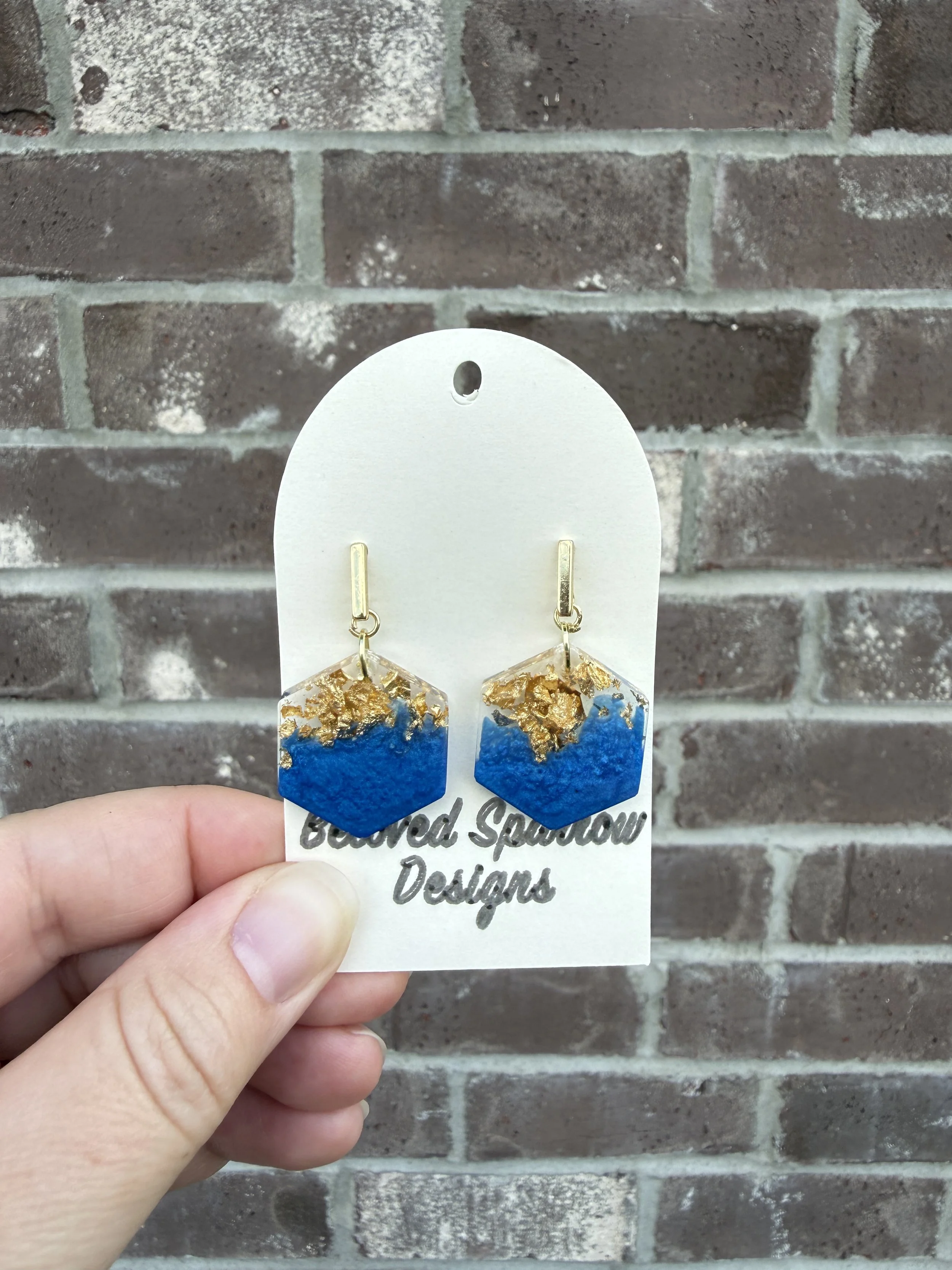 Hexagon w/ Gold Foil Dangle