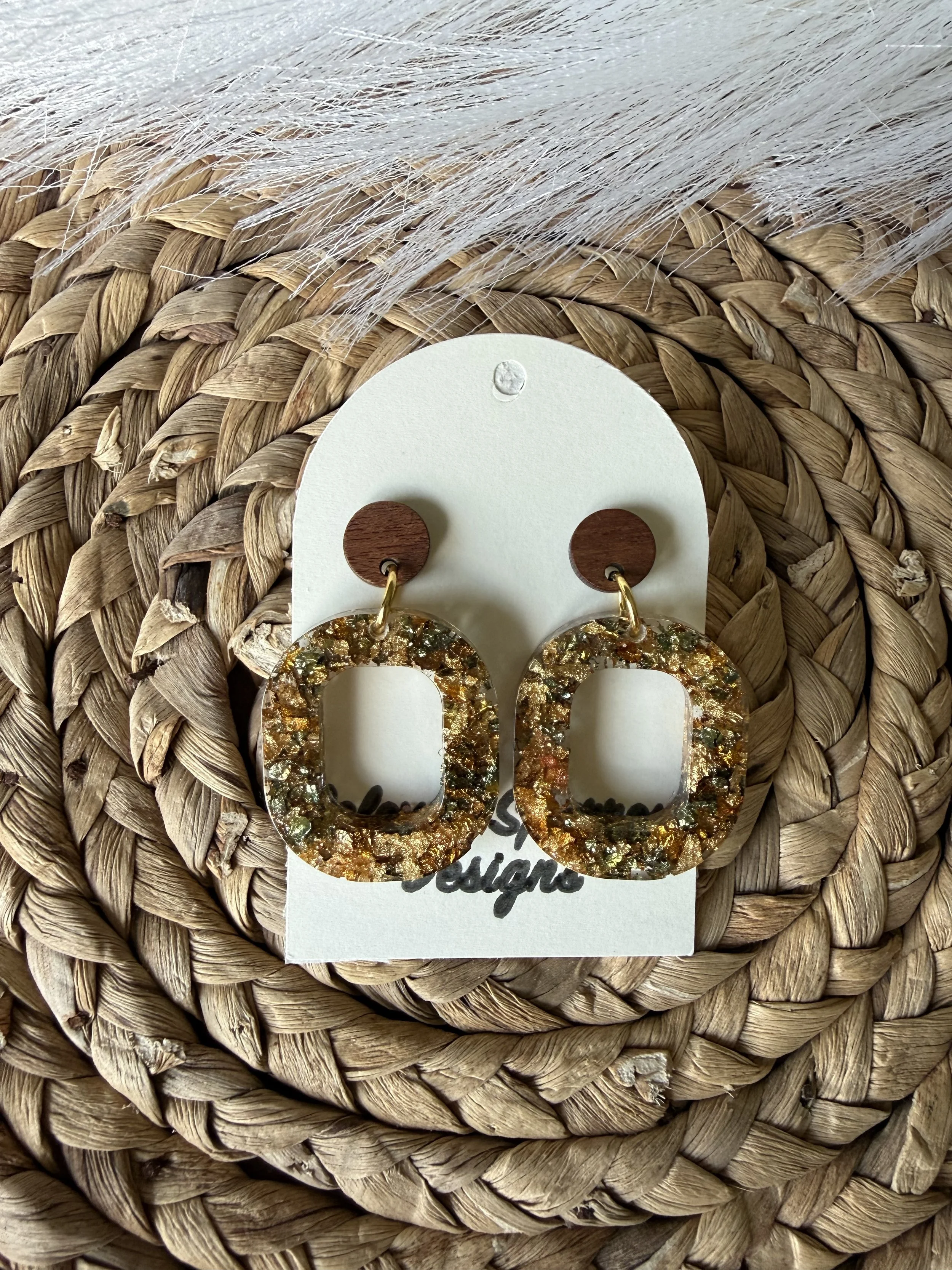 Golden Moss Hoop Dangle