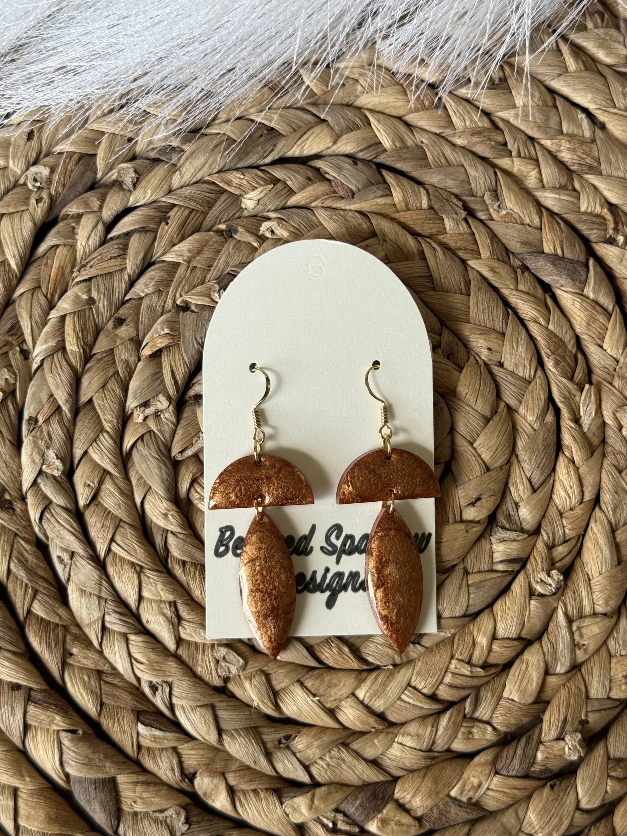 Warm Copper Crescent Dangle