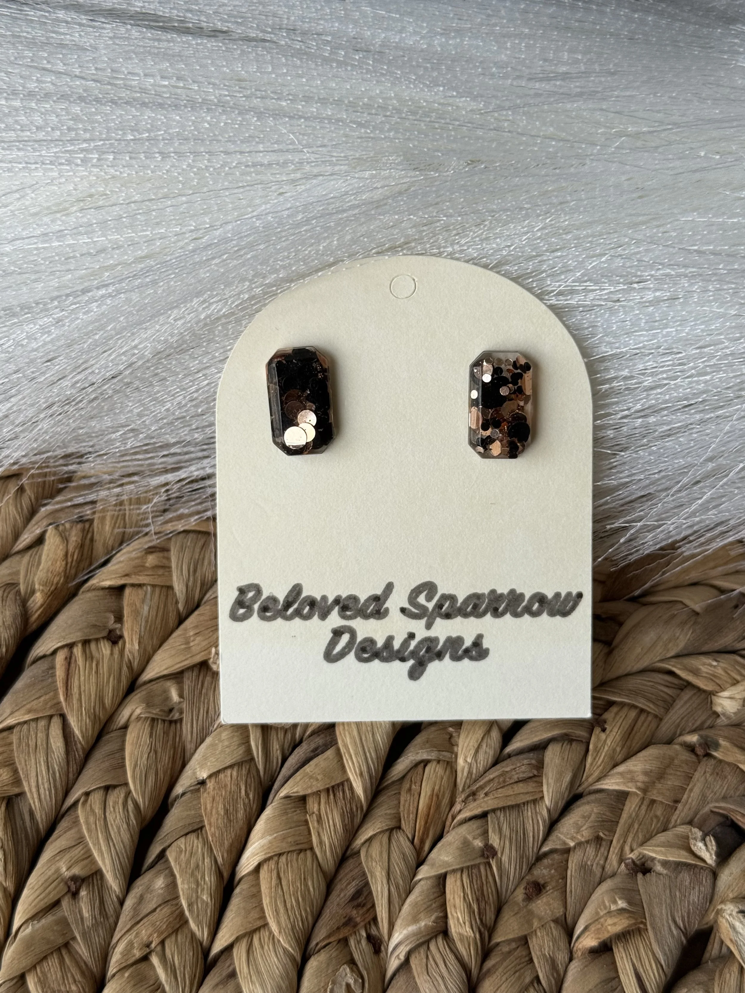 Rectangle Gem Studs