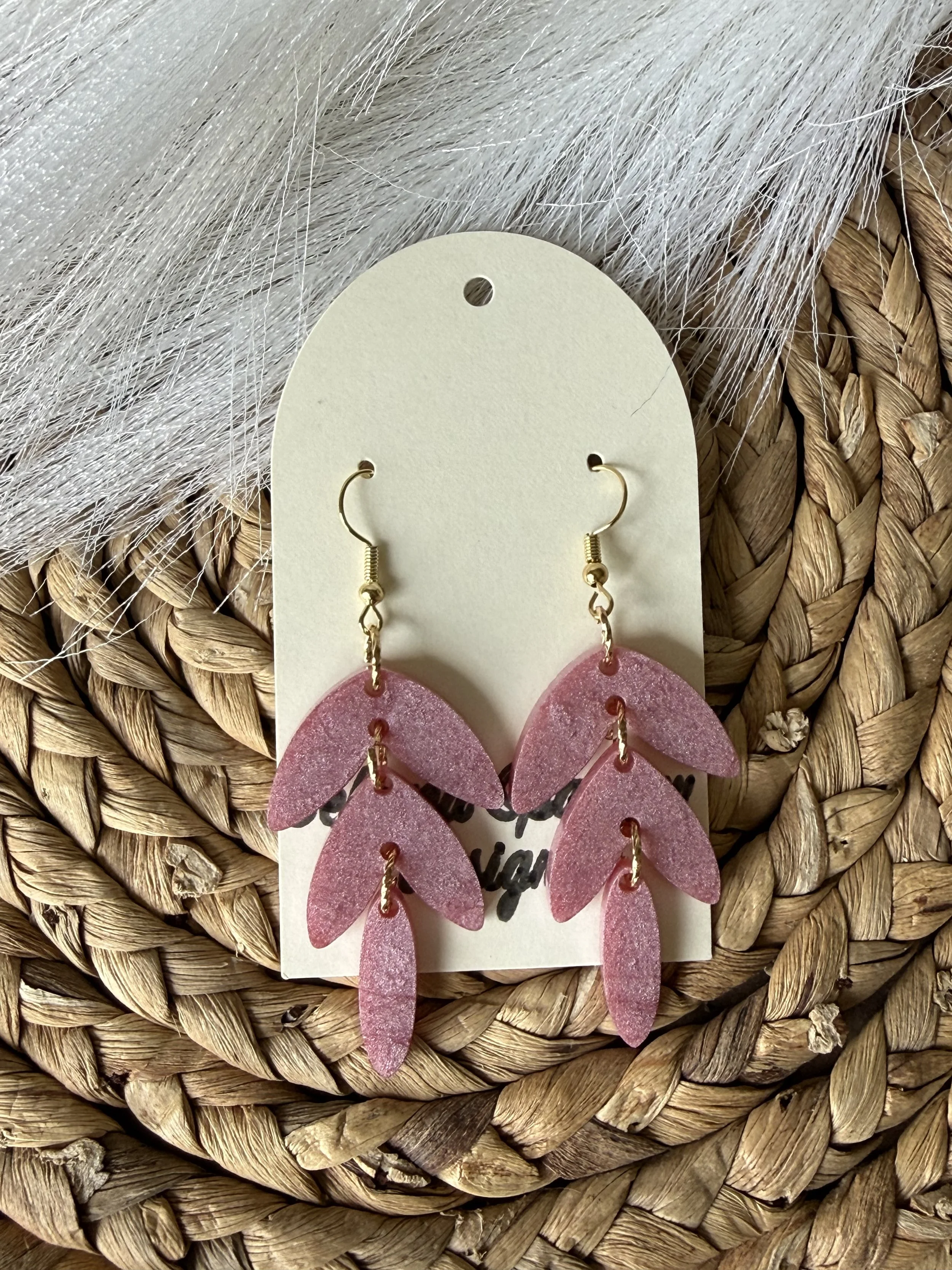 Pink Boho Leaf Dangle