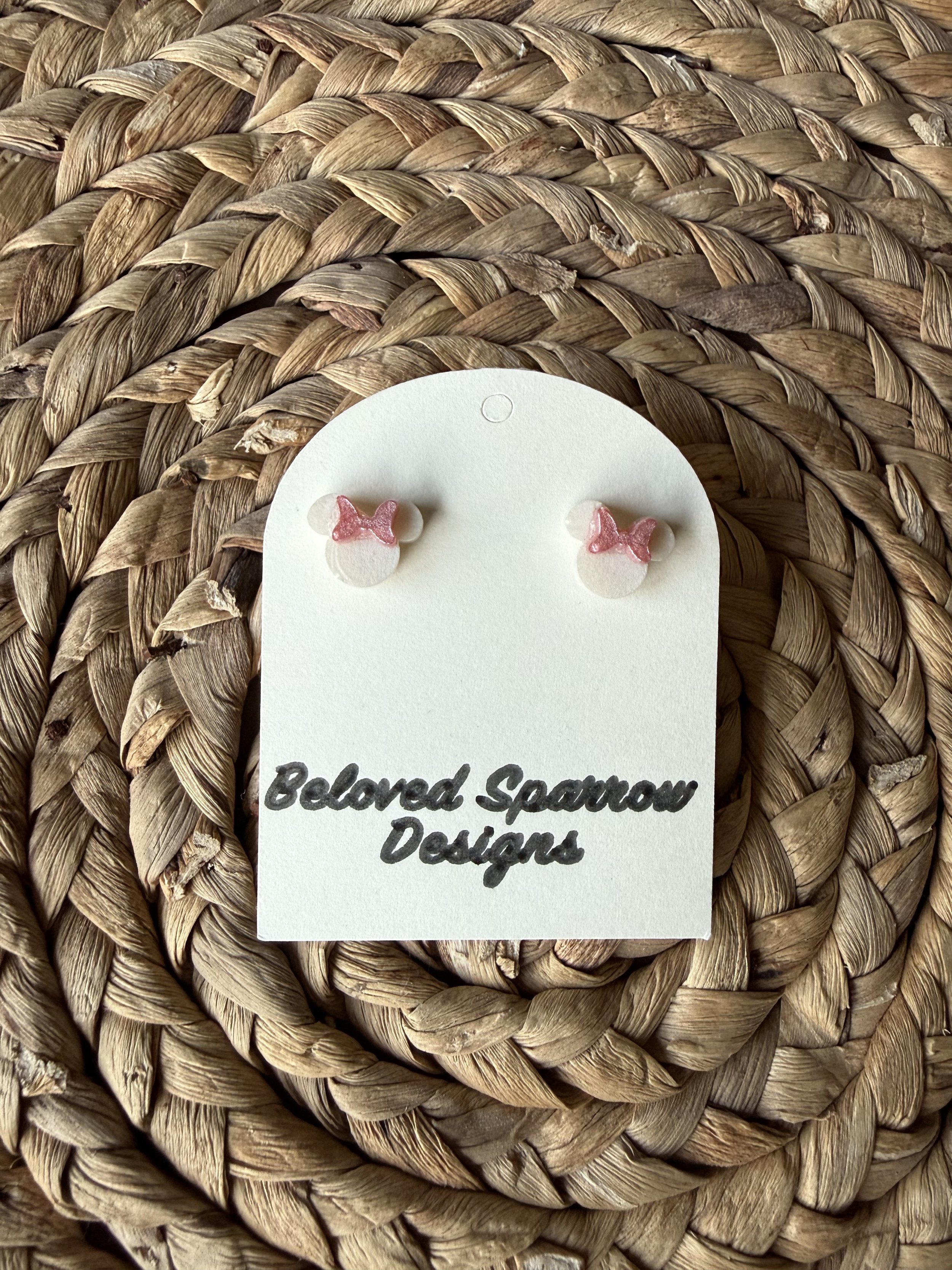 White Girl Mouse Studs