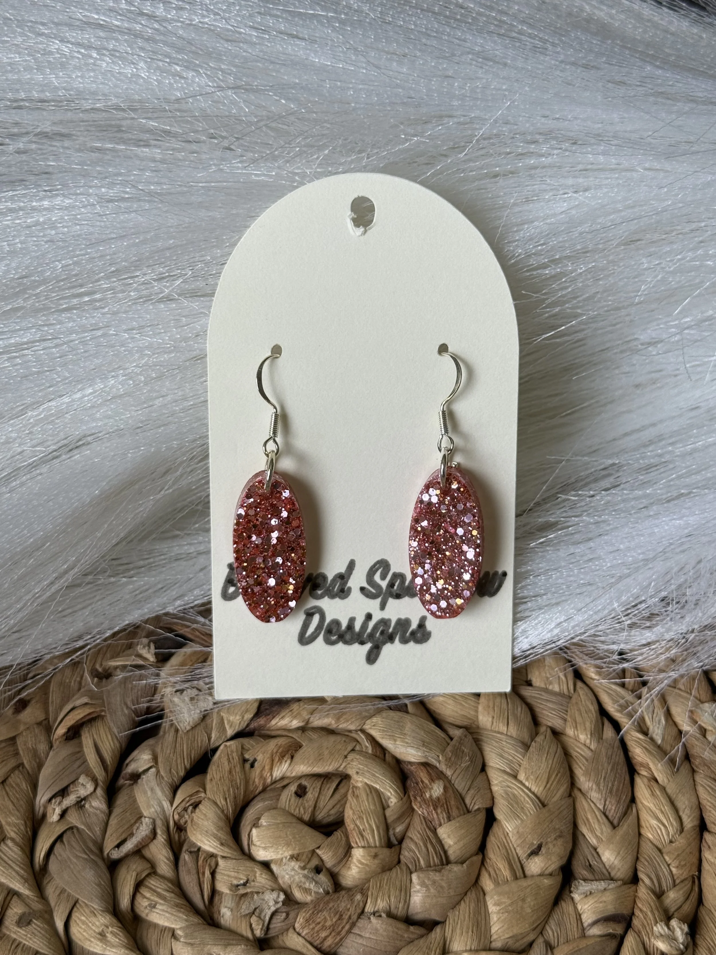 Blush Glitter Oval Dangle