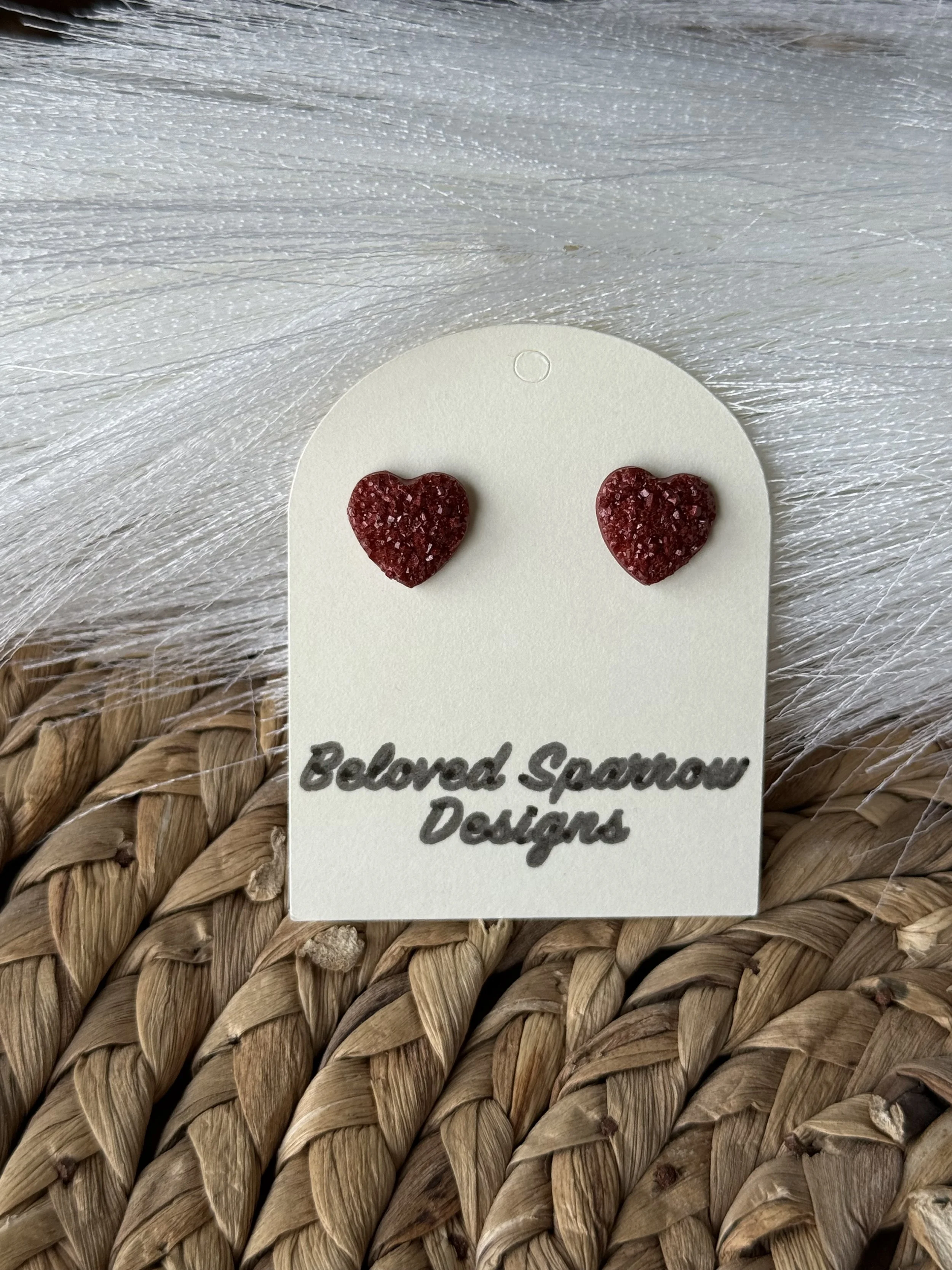 Glitzy Heart Studs 5