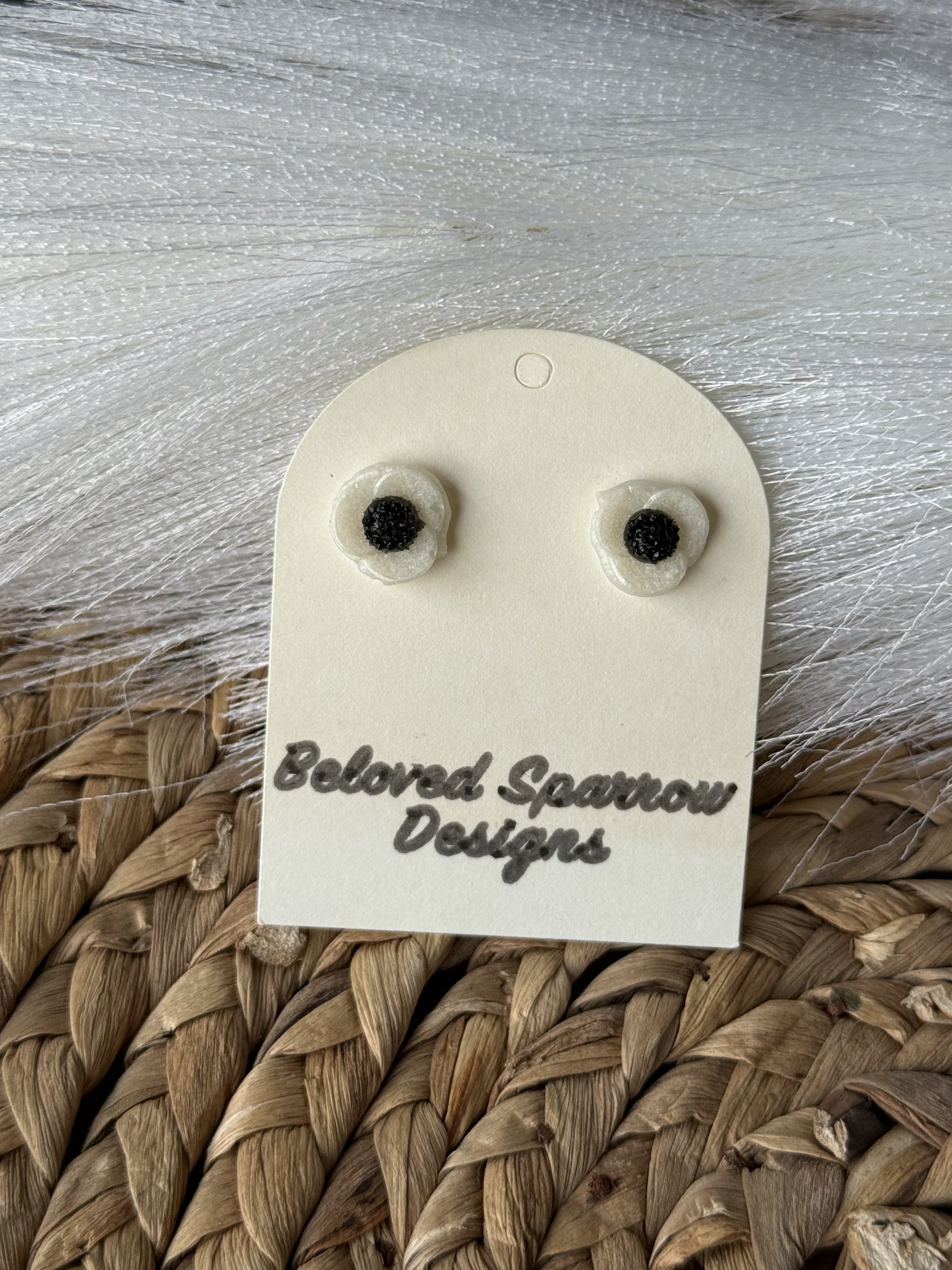 White Poppy Studs