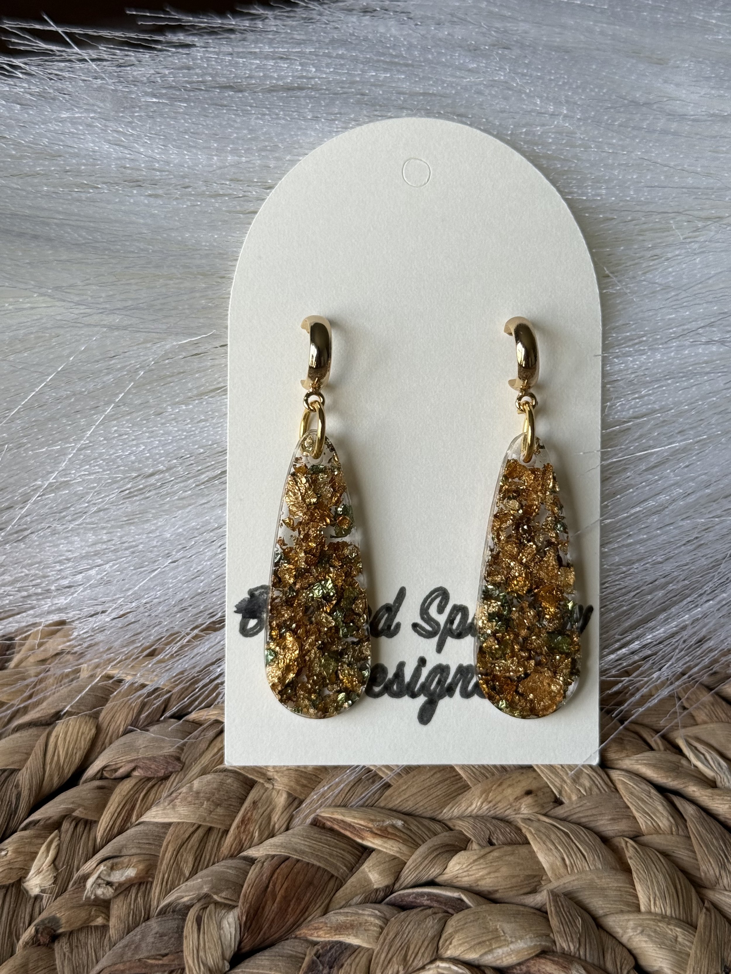 Golden Moss Drop Dangle