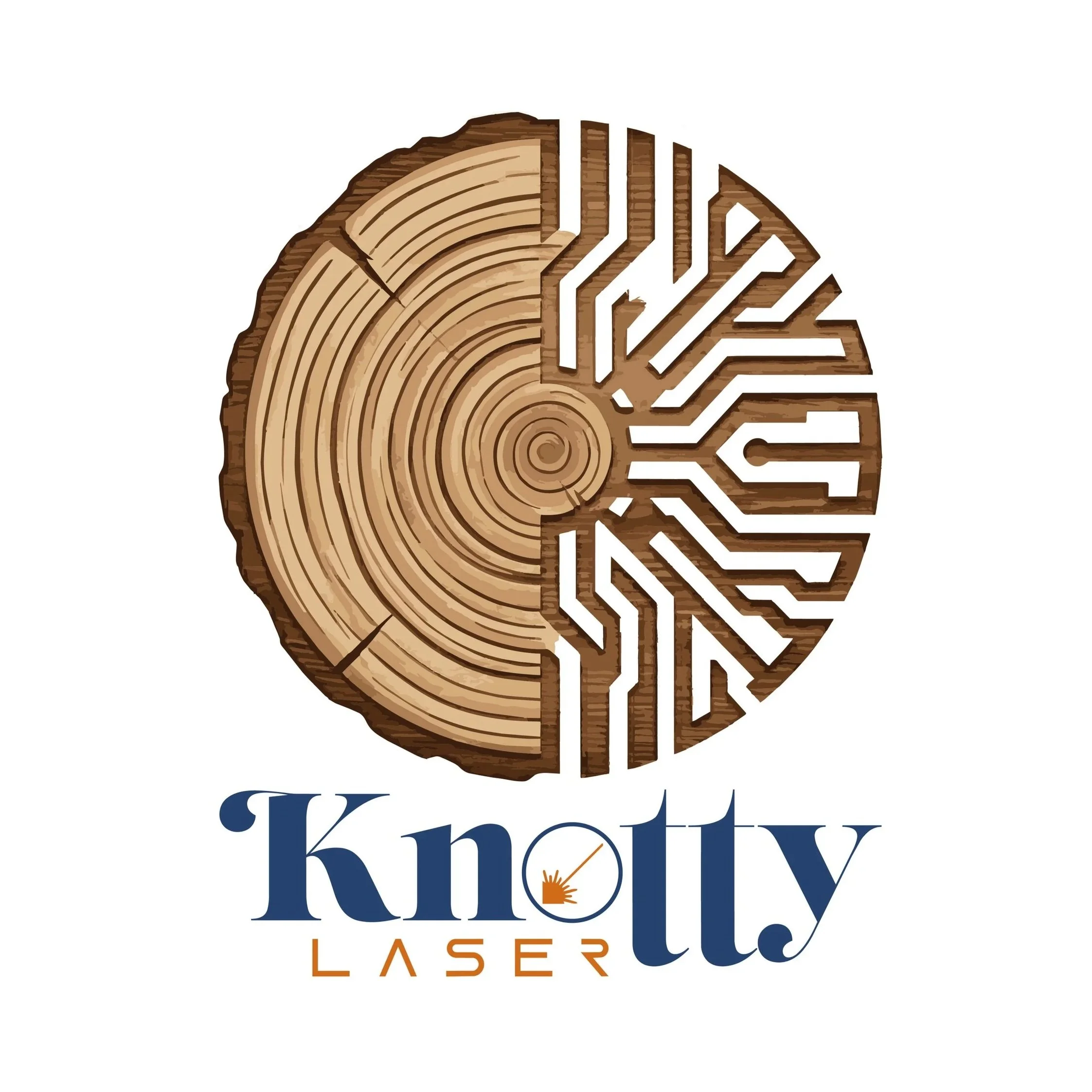 Knotty Laser logo - Technical laser cutting, engraving, and STEAM workshops in Panama City, FL.