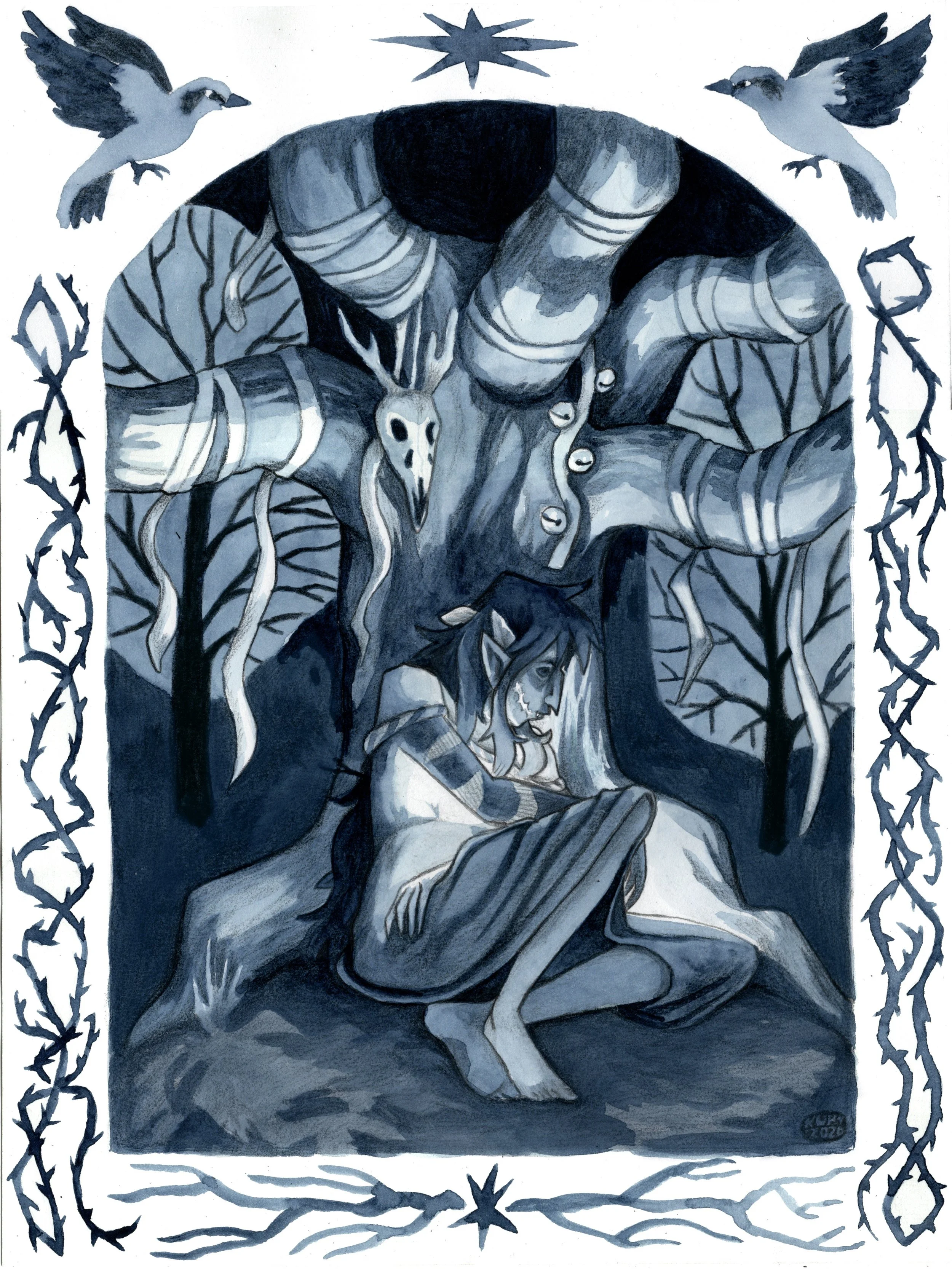 Wren from the Stolen Heir Series sits under a wish tree