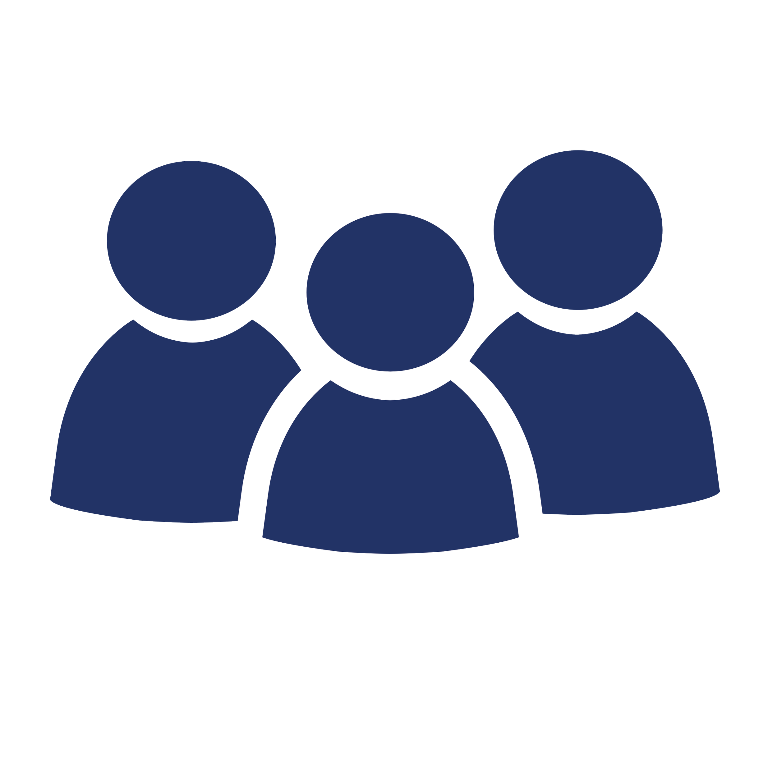 Icon of a group of four blue human figures standing side by side, representing teamwork or community.