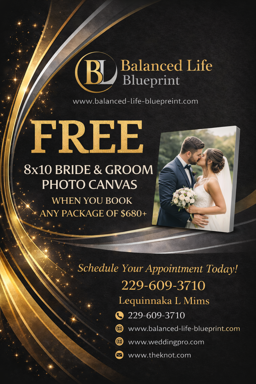 Premium Wedding Ceremony Package with Free Bride & Groom Canvas