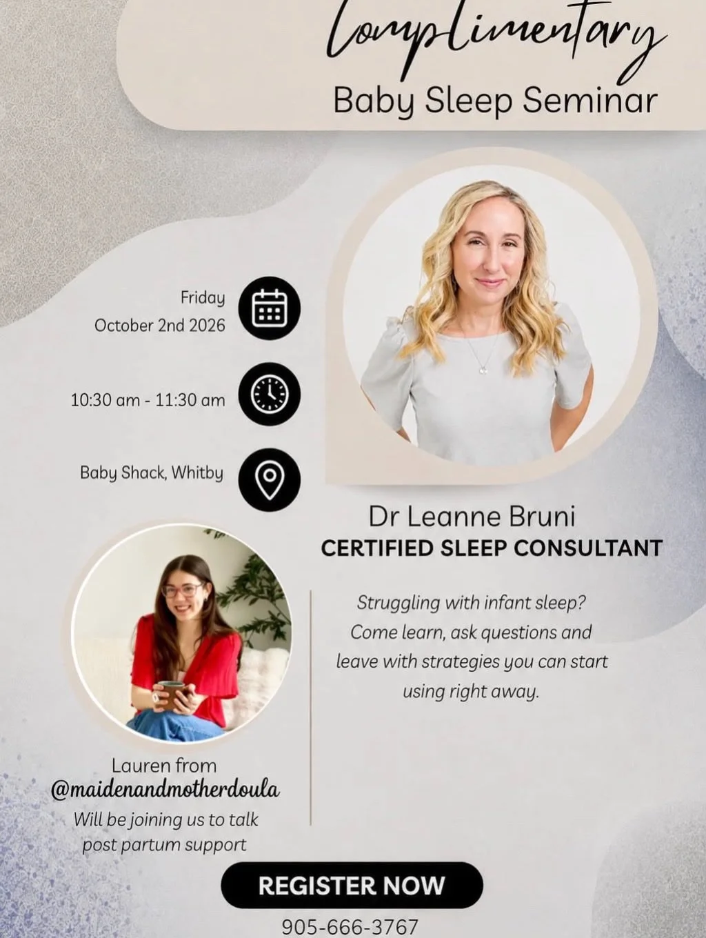 Feeling lost when it comes to infant sleep? 😣
Whether you&rsquo;re preparing for the future of your baby&rsquo;s sleep or hitting a regression you want some advice with, come to Dr. Leanne Bruni&rsquo;s free seminar to get advice, support, and feel 